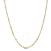Amour Two-tone White Bead Chain Necklace In Yellow Plated Sterling Silver In Yellow