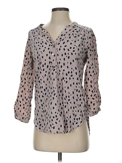 Pre-owned Amour Vert 3/4 Sleeve Blouse In Tan