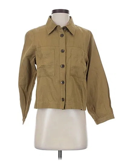 Pre-owned Amour Vert 3/4 Sleeve Button Down Shirt In Brown