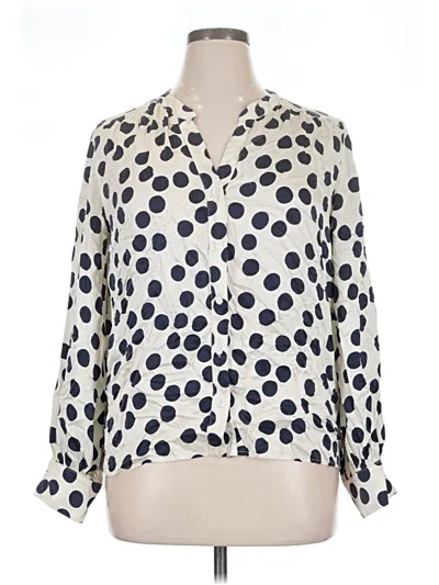 Pre-owned Amour Vert 3/4 Sleeve Silk Top Ivory Polka Dots Pattern Tie Neck Tops