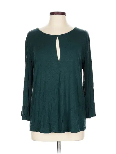 Pre-owned Amour Vert 3/4 Sleeve Top Teal Keyhole Neckline Tops In Blue