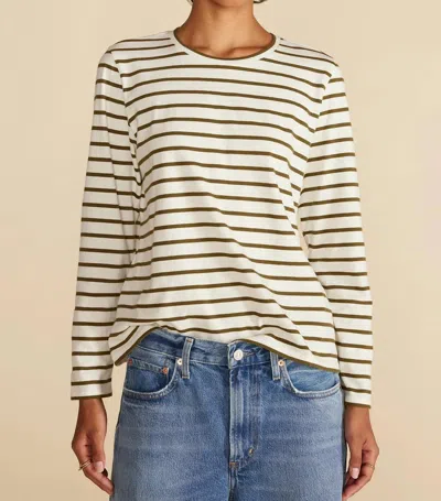 Amour Vert Berkeley Long Sleeve Tee In Ivory/ Olive In Multi