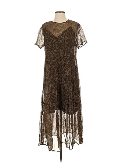 Pre-owned Amour Vert Casual Dress In Brown