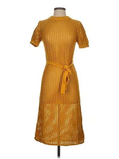 Pre-owned Amour Vert Casual Dress In Gold