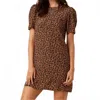 Amour Vert Darla Washable Silk Dress In Leopard Print In Brown