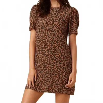 Amour Vert Darla Washable Silk Dress In Leopard Print In Brown
