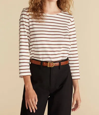 Amour Vert Francoise Top In Ivory/espresso Stripe