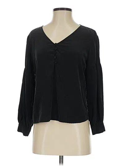Pre-owned Amour Vert Long Sleeve Silk Top Black V-neck Tops