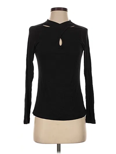 Pre-owned Amour Vert Long Sleeve Top Black Keyhole Neckline Tops