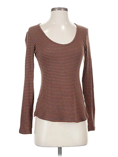 Pre-owned Amour Vert Long Sleeve Top Brown Square Neckline Tops