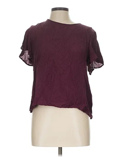 Pre-owned Amour Vert Short Sleeve Blouse In Burgundy