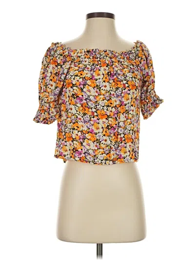 Pre-owned Amour Vert Short Sleeve Blouse In Yellow