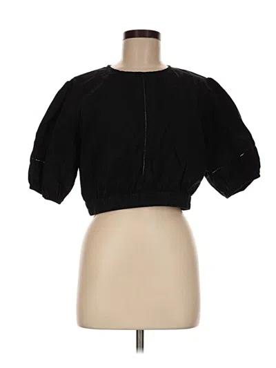 Pre-owned Amour Vert Short Sleeve Top Black Square Neckline Tops