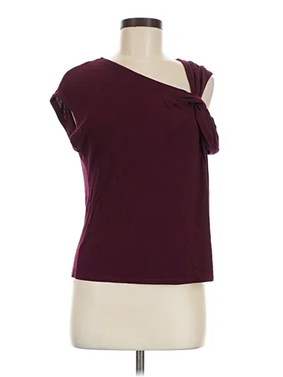 Pre-owned Amour Vert Short Sleeve Top Burgundy One Shoulder Neckline Tops