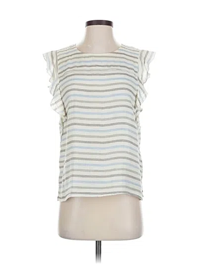 Pre-owned Amour Vert Short Sleeve Top Ivory Ruffles Neckline Tops In White