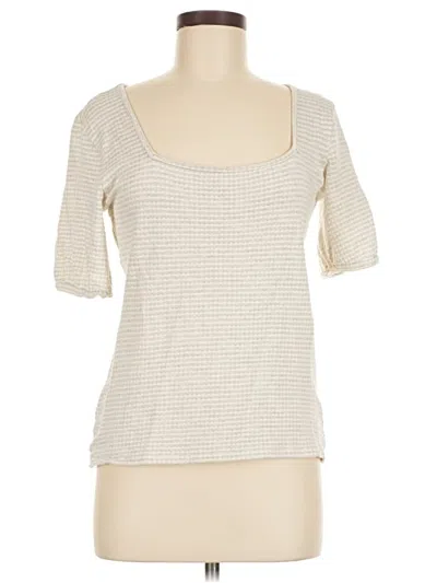 Pre-owned Amour Vert Short Sleeve Top Ivory Square Neckline Tops In White