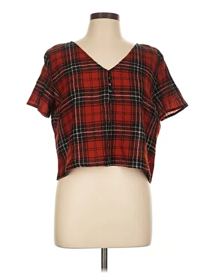 Pre-owned Amour Vert Short Sleeve Top Red V Neck Tops