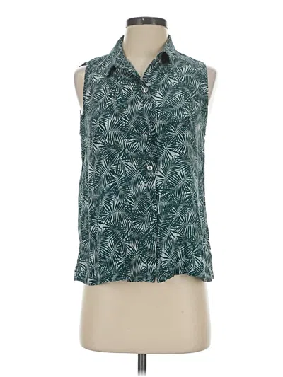 Pre-owned Amour Vert Sleeveless Silk Top Teal Halter Neckline Tops