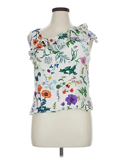Pre-owned Amour Vert Sleeveless Silk Top White Halter Neckline Tops