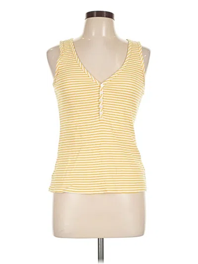 Pre-owned Amour Vert Sleeveless Top Yellow Plunge Neckline Tops