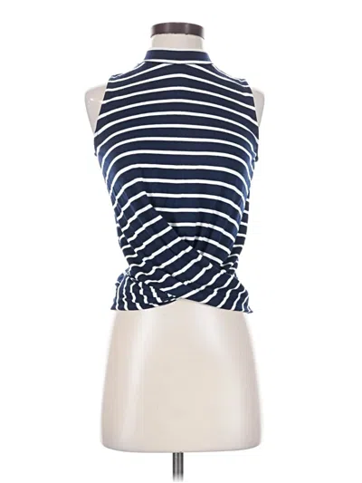 Pre-owned Amour Vert Tank Top Blue Stripes Pattern Halter Neckline Tops