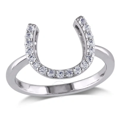 Amour White Topaz Horseshoe Ring In Sterling Silver