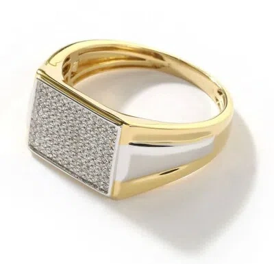 Pre-owned Amouria 10k Yellow Gold 0.30ct Tw Diamond Cluster Two Tone Shank Men's Ring In White/colorless
