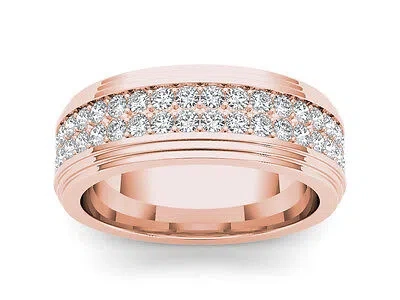 Pre-owned Amouria 14k Rose Gold 1.15ct Diamond Men's Wedding Band Ring In White/colorless