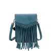 Ampere Creations Scarlet Fringe Phonecase Crossbody Bag In Teal In Blue