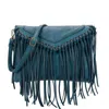 Ampere Creations Women's Dallas Fringe Crossbody Bag In Teal In Blue