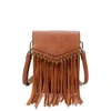 Ampere Creations Women's Scarlet Fringe Phonecase Crossbody Bag In Cognac In Brown