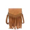 Ampere Creations Women's Scarlet Fringe Phonecase Crossbody Bag In Light Brown In Brown