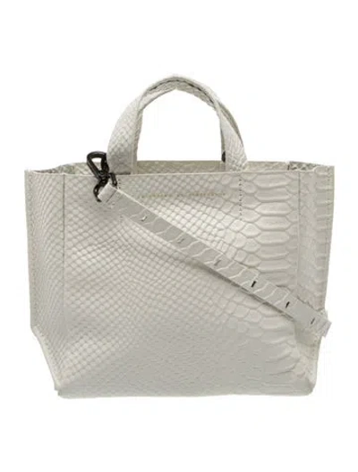 Pre-owned Ampersand As Apostrophe Embossed Leather Top Handle Bag In Gray