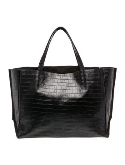 Pre-owned Ampersand As Apostrophe Embossed Leather Tote In Black