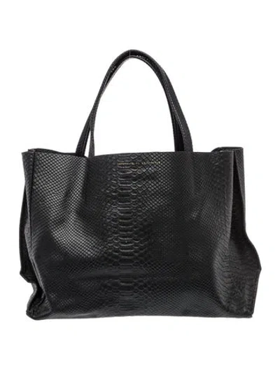 Pre-owned Ampersand As Apostrophe Embossed Leather Tote In Black