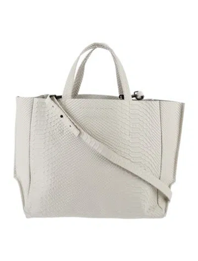 Pre-owned Ampersand As Apostrophe Embossed Leather Tote In Gray