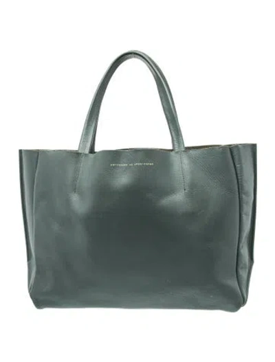 Pre-owned Ampersand As Apostrophe Leather Tote In Gray