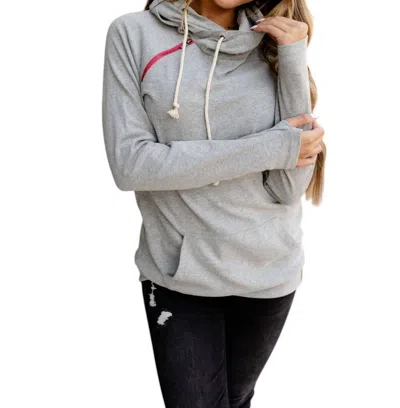 Ampersand Ave Basic Doublehood Sweatshirt In Pop Of Pink In Multi