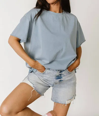 Ampersand Ave Boyfriend Short Sleeve Top In Blue