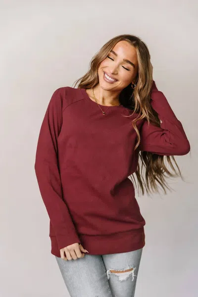 Ampersand Ave Classic Pullover Sweater In Cranberry In Black