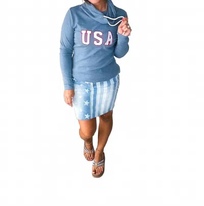Ampersand Ave Cowlneck Sweatshirt In Oh Say Can You See In Blue