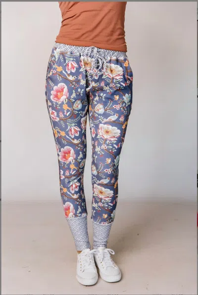 Ampersand Ave Dancing Floral Joggers In Blue In Multi