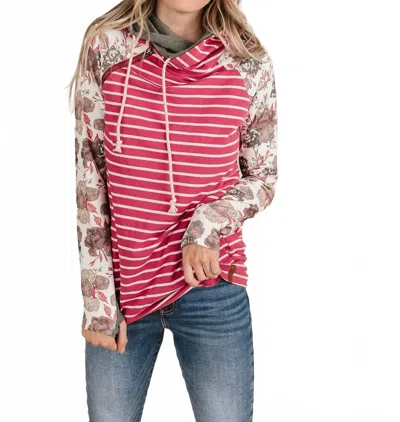 Ampersand Ave Double Hood Sweatshirt In Because Of You In Multi