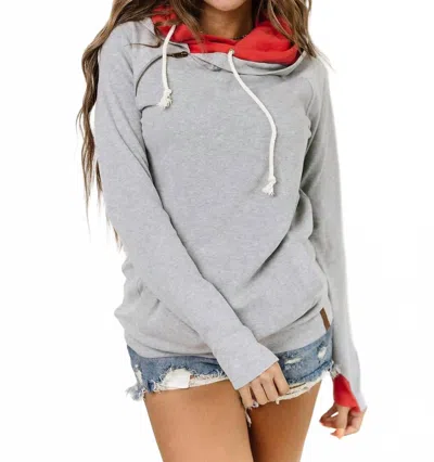 Ampersand Ave Doublehood Sweatshirt In Being Kind Is Cool In Gray