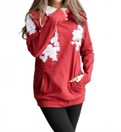Ampersand Ave Doublehood Sweatshirt In Charming Cherry In Red