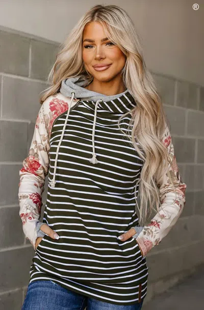 Ampersand Ave Doublehood Sweatshirt In Harvest Hues In Animal Print