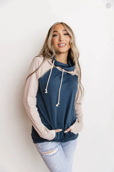 Ampersand Ave Doublehood Sweatshirt In Home Sweet Home In Blue