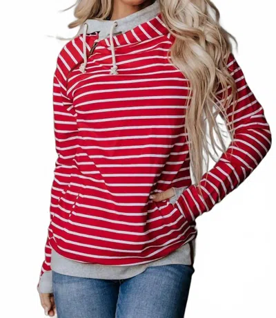 Ampersand Ave Doublehood Sweatshirt In Peppermint Stripe In Multi