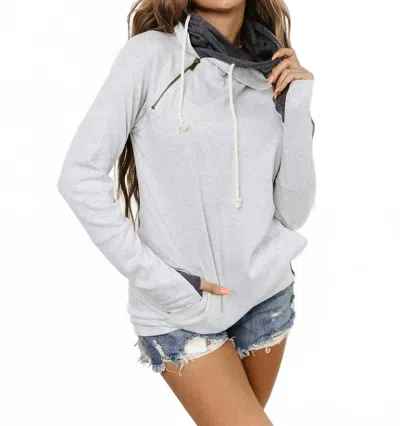 Ampersand Ave Doublehood Sweatshirt In Tired But Never Of You In Gray