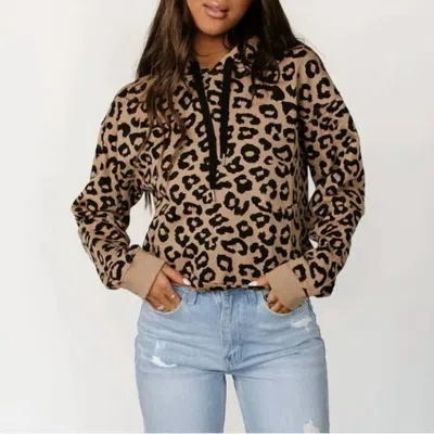 Ampersand Ave Elevated Cropped Sweatshirt In Tan Leopard In Brown